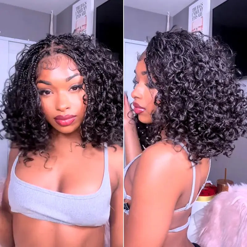 ✨✨13x6 HD Lace Wig Glueless Wear & Go 12” Boho Braids Water Wave Pre-Cut Lace Wig – Premium Fiber, Beginner Friendly