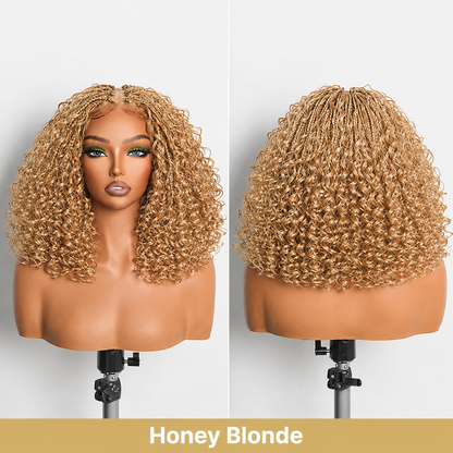 ✨✨13x6 HD Lace Wig Glueless Wear & Go 12” Boho Braids Water Wave Pre-Cut Lace Wig – Premium Fiber, Beginner Friendly