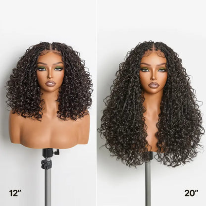 ✨✨13x6 HD Lace Wig Glueless Wear & Go 12” Boho Braids Water Wave Pre-Cut Lace Wig – Premium Fiber, Beginner Friendly