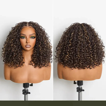 ✨13x6 HD Lace Wig Glueless Wear & Go 12” Boho Braids Water Wave Pre-Cut Lace Wig – Premium Fiber, Beginner Friendly